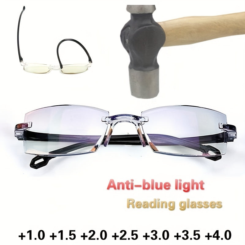 Rimless Anti Blue Light Glasses for Men Women 1.0-4.0