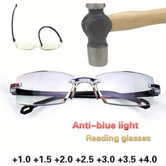Rimless Anti Blue Light Glasses for Men Women 1.0-4.0