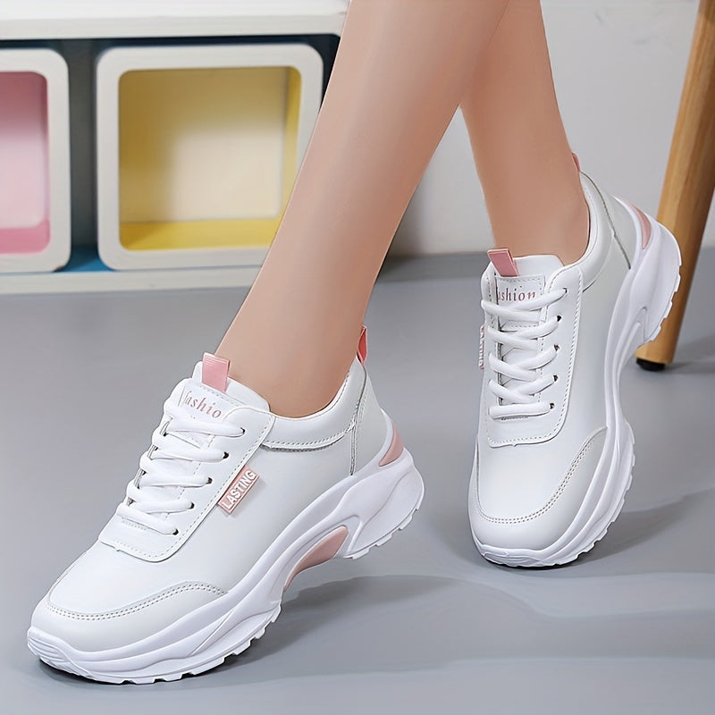 Women's Platform Sneakers Lace Up Low Round Toe Non slip Shoes