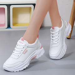Women's Platform Sneakers Lace Up Low Round Toe Non slip Shoes