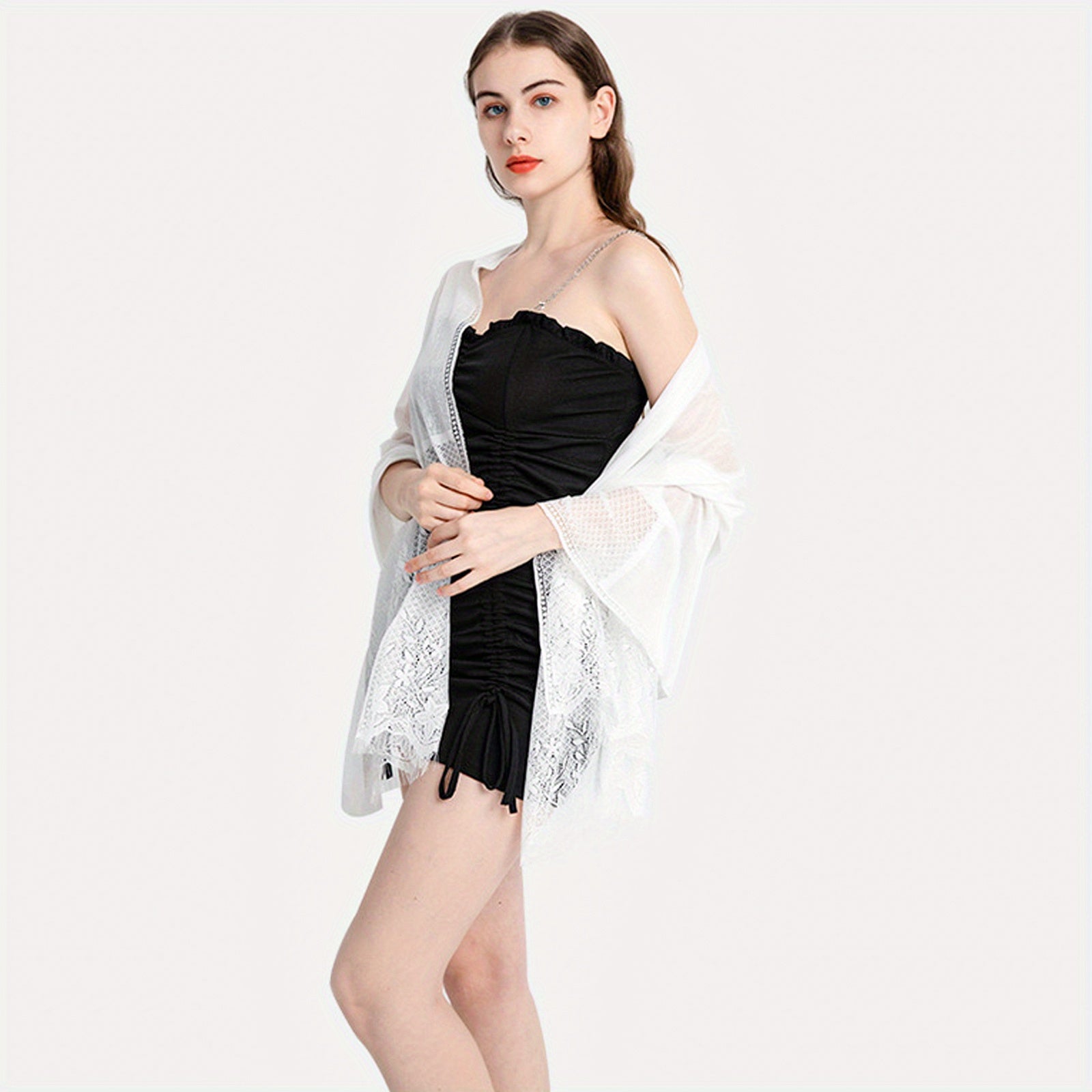 Flower Embroidery Tassel Shawl Wrap Long Cape Decorative Travel Beach Towel