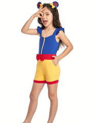 Toddler Girls Ruffle Trim Bow Front Rompers Jumpsuits