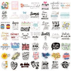 50pcs Spanish Inspirational Waterproof Stickers for Laptops Scrapbooks