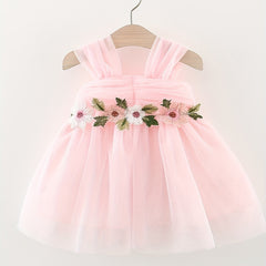 Princess Gauze Puffy Dress With Flower Decors