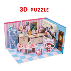 3D Model Kitchen Puzzles DIY Craft Toys for Kids