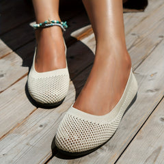 Women's Solid Knit Slip On Shoes Soft Sole Breathable Casual Outdoor Shoes