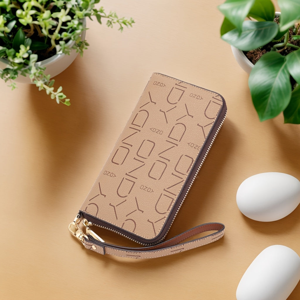 Detachable Wristband Long Wallet Coffee/Caramel PVC & Polyester Lining