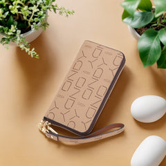 Detachable Wristband Long Wallet Coffee/Caramel PVC & Polyester Lining