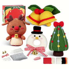 4pcs Wool Needle Felting Kit Christmas Tree Snowmen Beginners