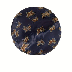 Soft Butterfly Print Satin Hair Bonnet for Styling and Sleeping