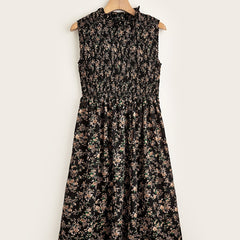 Floral Print Shirred Tank Dress for Women