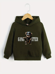 Hip Hop Bear Print Boys Hooded Sweatshirt