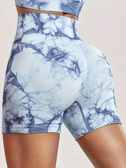 Tie Dye Butt Lifting Yoga Shorts High Waist Workout Running Activewear
