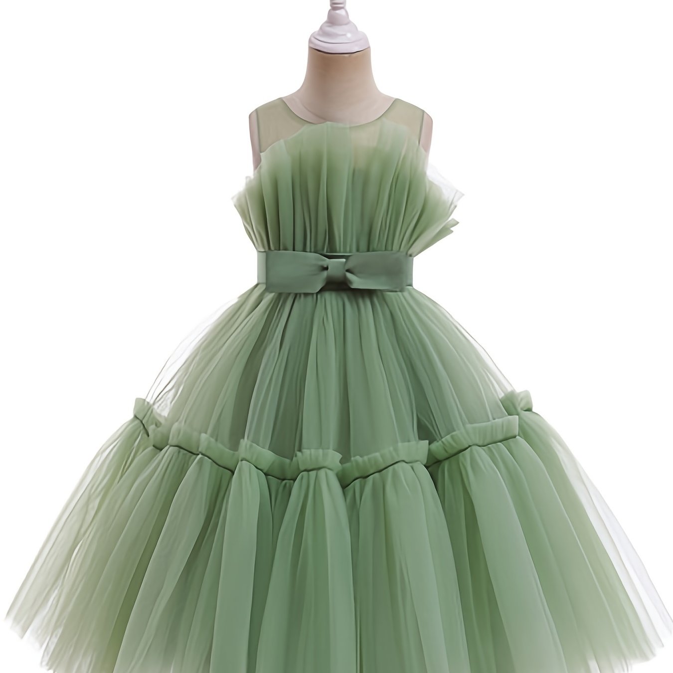 Sleeveless Puffy Princess Dress Bow Tulle Tutu Dress Wedding Flower Girls