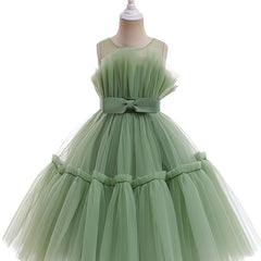 Sleeveless Puffy Princess Dress Bow Tulle Tutu Dress Wedding Flower Girls