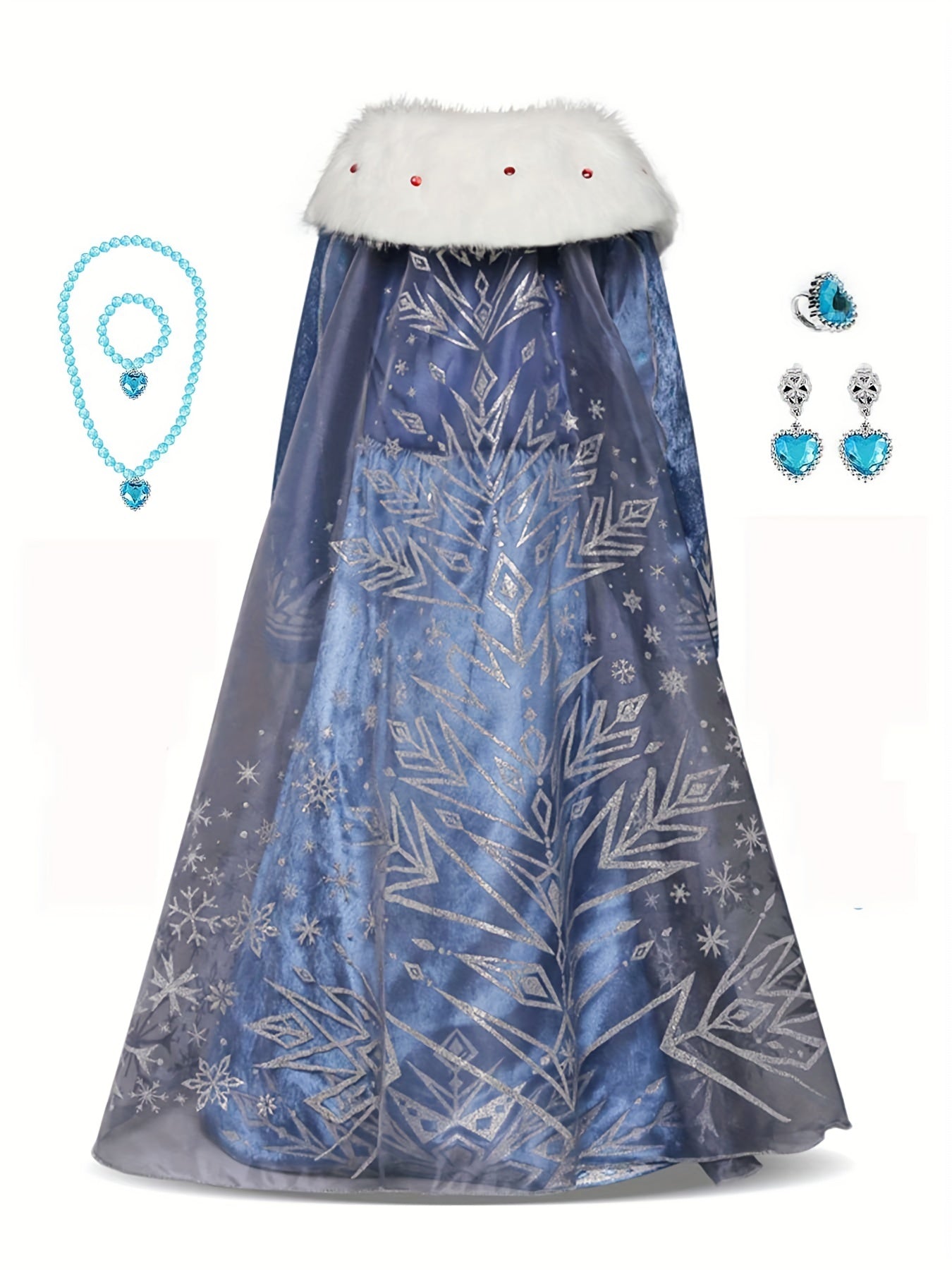 Girl's Fur Collar Princess Dress Snow Queen