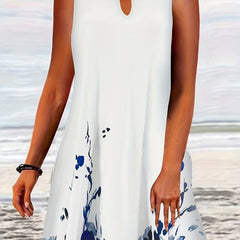 Women's Plus Floral Print Round Neck Stretch Tank Dress