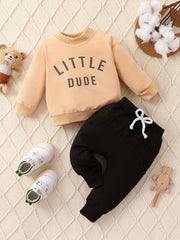 Baby Boy Fall Winter 2Pcs Set Crew Neck Sweatshirt Tops Pants Outfits
