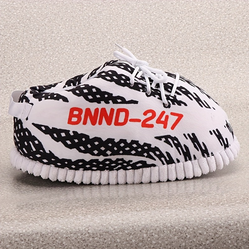 Men's Cozy Striped Indoor Slippers Warm & Soft House Shoes for Winter