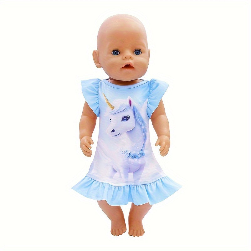 18 Inch Toy Doll Clothing Unicorn Pattern Colorful Skirt Dress