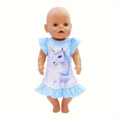 18 Inch Toy Doll Clothing Unicorn Pattern Colorful Skirt Dress