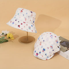 2pcs Plaid Distressed Bucket Hat & Newsboy Cap, Casual Adjustable Basin Hats