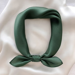 Solid Square Scarf Satin Neckerchief Bandana Head Wrap Hair Accessories