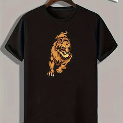 Lion Print Men's Graphic T-shirt for Summer