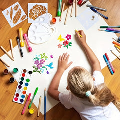 16pcs Reusable Floral Stencils Sunflower Bee Butterfly Painting Stencils
