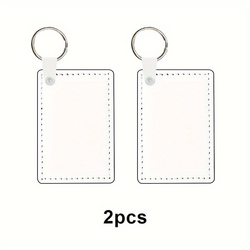 10pcs Double Sided Sublimation PU Key Chains Heat Transfer Blank Rectangle Keych