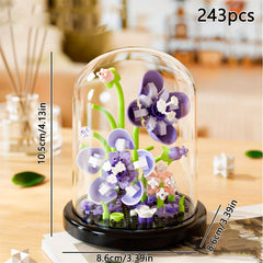 DIY Flower Building Blocks Set Mixed Colors ABS Material 3D Flower Craft Kit