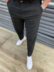Men's Solid Stretch Dress Pants for Business Dinner