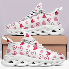 Heart Pattern Athletic Running Shoes - Breathable Mesh Sneakers