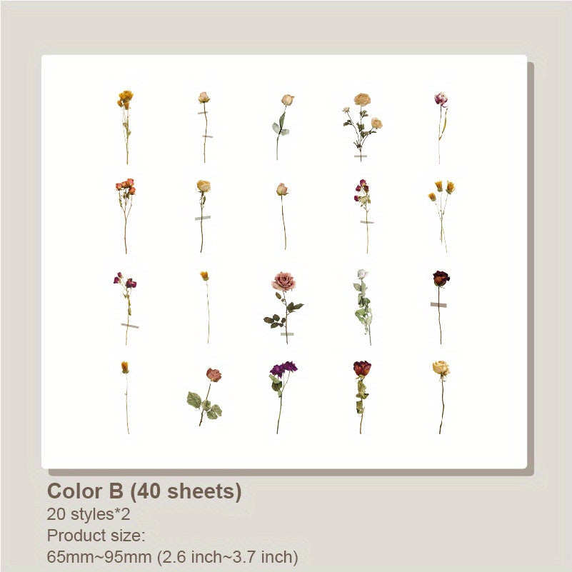 Vintage Plants Flowers Leaves Transparent Stickers Nature Floral Stickers