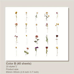 Vintage Plants Flowers Leaves Transparent Stickers Nature Floral Stickers