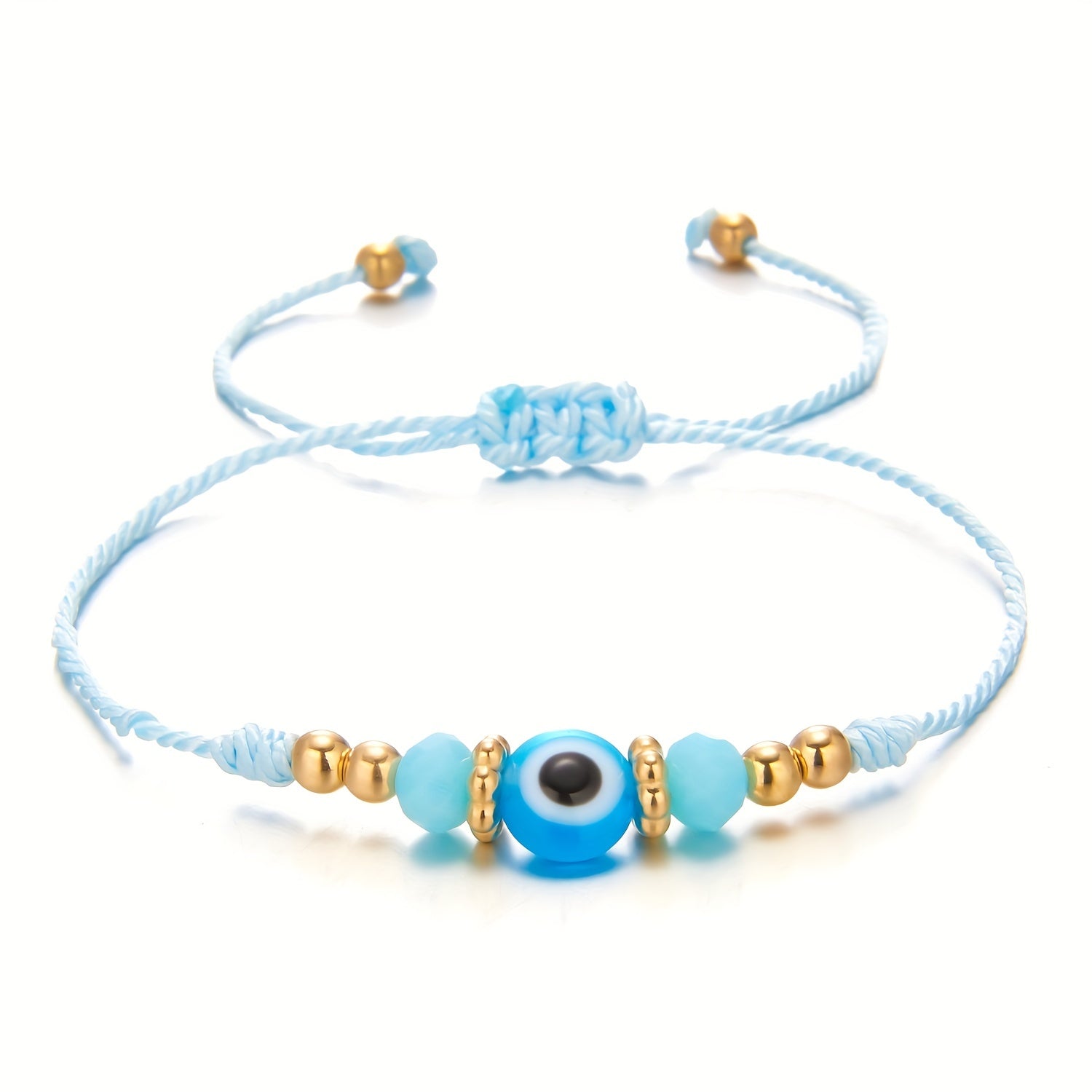 Y2K Style Beaded String Bracelet Devil's Eye Pattern Beads Adjustable Braided