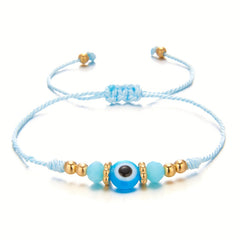 Y2K Style Beaded String Bracelet Devil's Eye Pattern Beads Adjustable Braided
