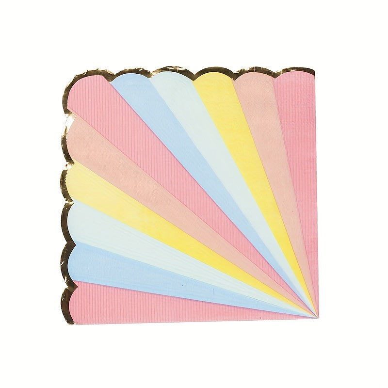 10pcs Rainbow Candy Plates and Napkins Set for Candy Party Decorations