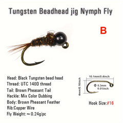 32pcs Tungsten Bead Jig Head Nymph Euro Nymph Wet Fly Fishing