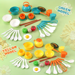 32pcs Kids Toy Kitchen Set Cooking Toys with Kettle Pots Utensils Eggs Fruits
