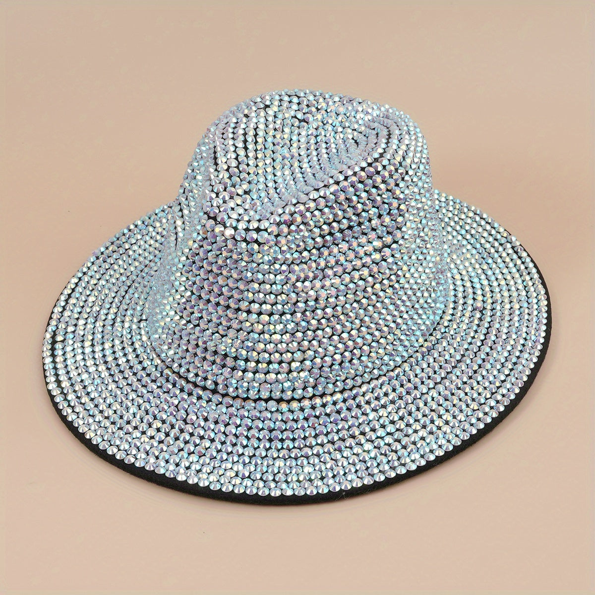 Rhinestone Cowboy Fedora Cap Wide Brim Jazz Hat Couple Felt Hat