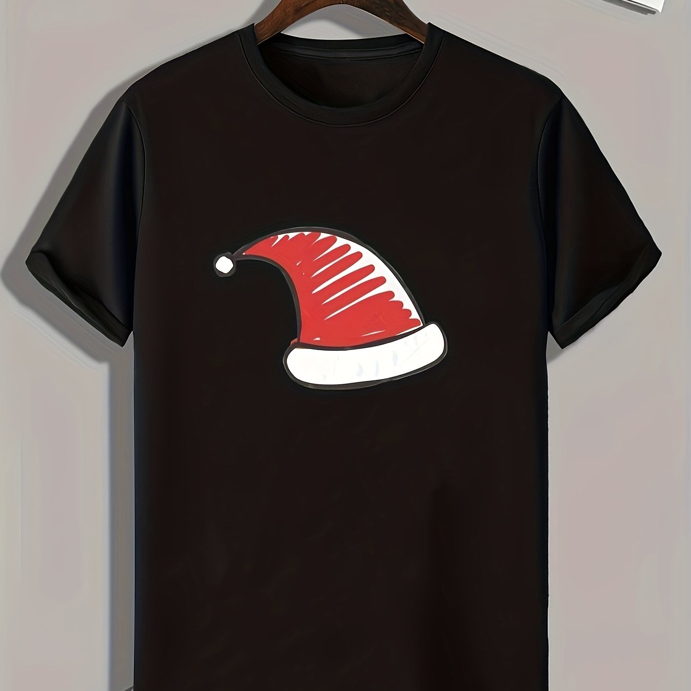 Christmas Hat Pattern Print Men's Comfy Sports T-shirt