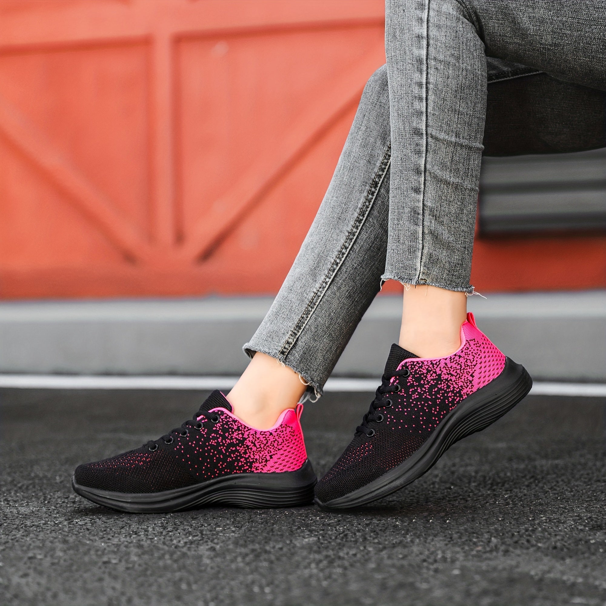 Women's Ombre Running Shoes Lace Mesh Sneakers for Outdoor