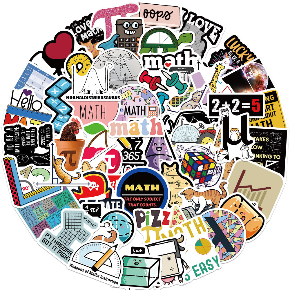 58pcs I Love Math Symbols Stickers Waterproof DIY Decoration