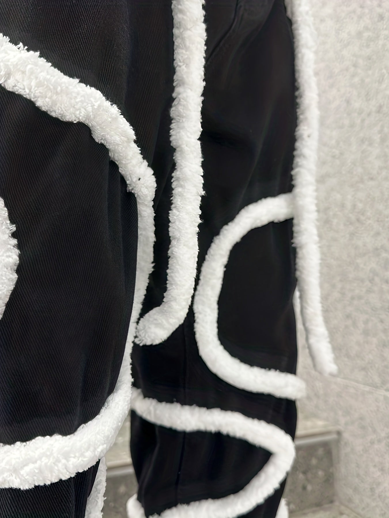Men's Slim Fit Jeans with Fuzzy Rope Detail