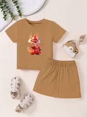 Toddler Cartoon Pattern T-shirt and Shorts Set