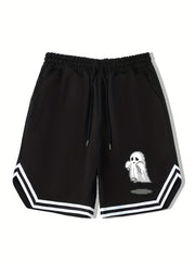 Men's Ghost Graphic Basketball Shorts Halloween Casual Drawstring Shorts