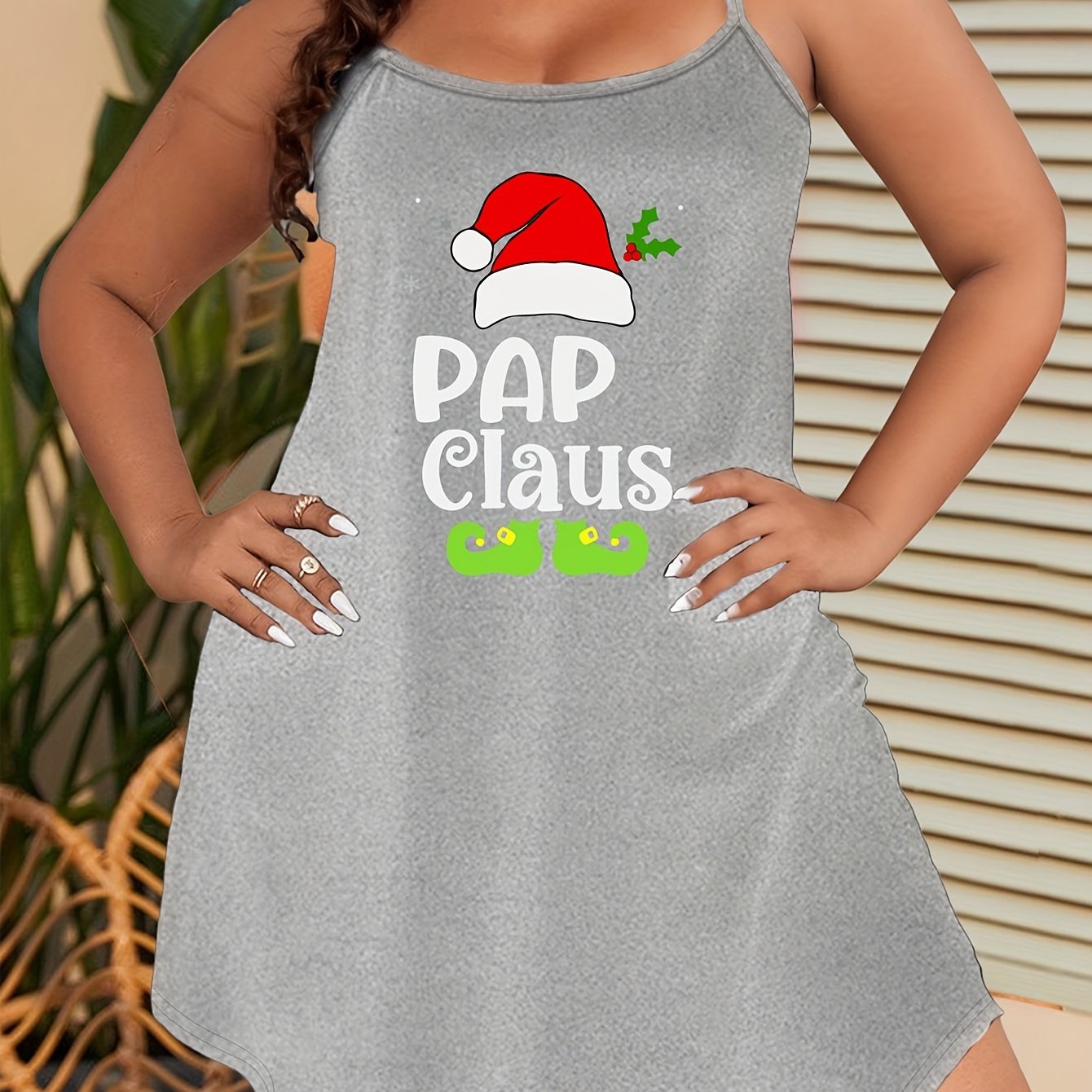 Christmas Nightdress with Christmas Hat Print