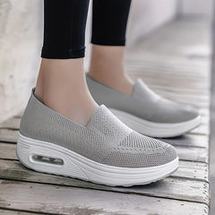 Women's Knit Slip-On Sneakers Air Cushion Comfort Walking Shoes