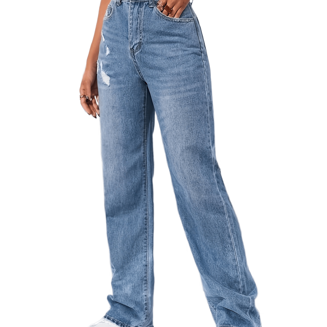 High Waist Loose Fit Straight Jeans